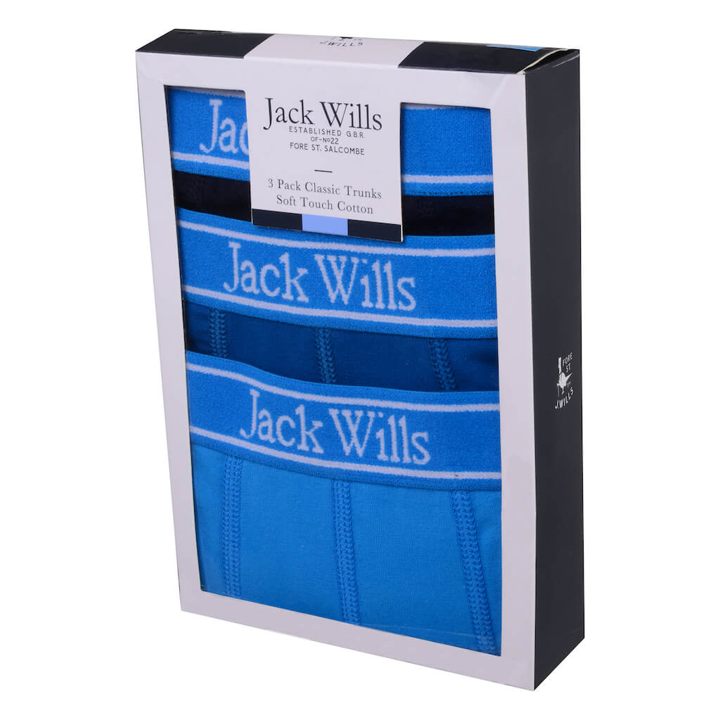 Jack Wills Boys Blue 3-Pack Boxer Shorts