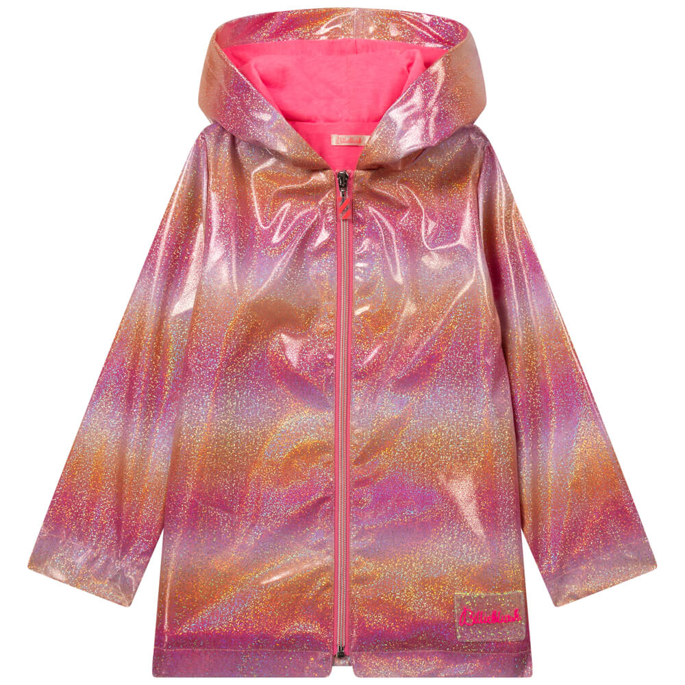 Girls Pink Orange Rain Coat - Main Image