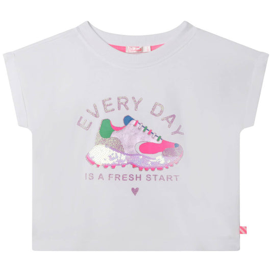 Billieblush Girls White Short Sleeves Fancy T-Shirt