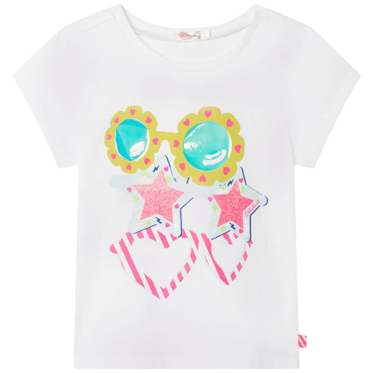 Billieblush Girls White T-Shirt With Heart And Star Design