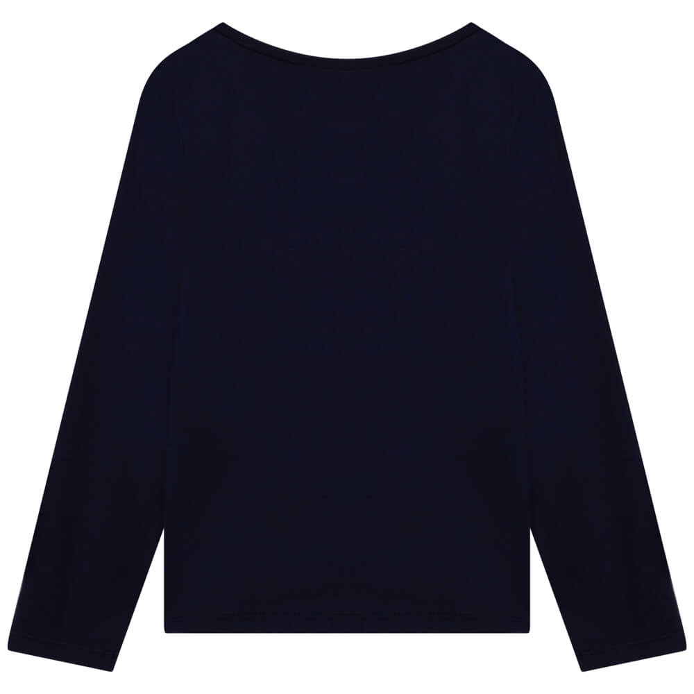 Billieblush Girls Navy Shimmering Long Sleeve T-Shirt