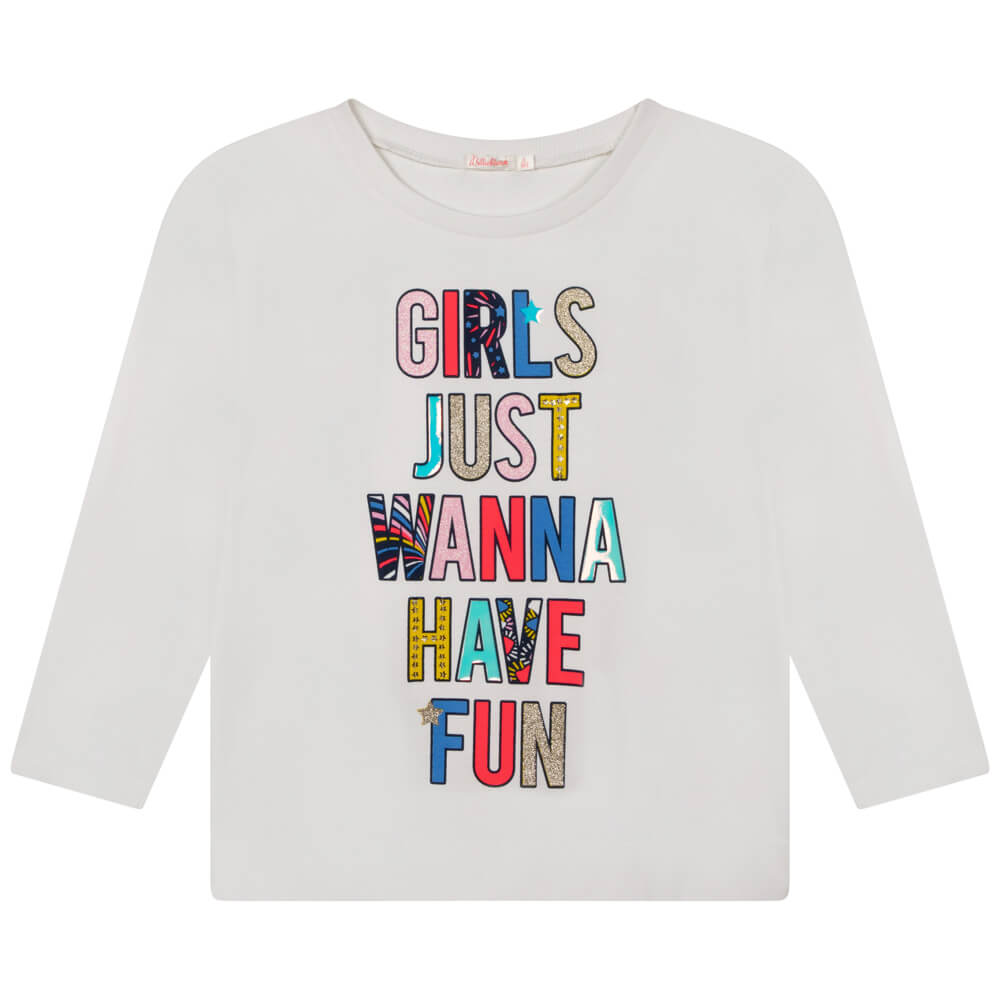 Billieblush Girls White Long Sleeve T-Shirt