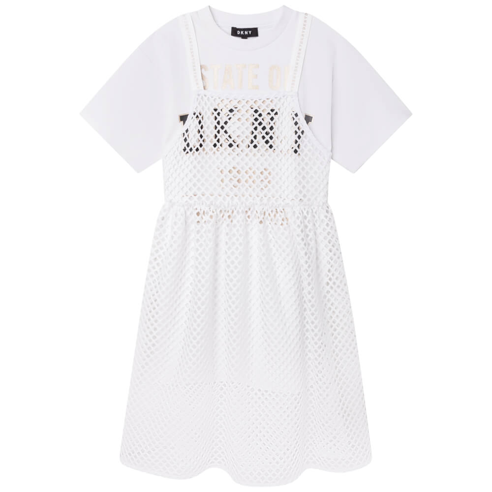 DKNY Girls, Dress With Logo, White