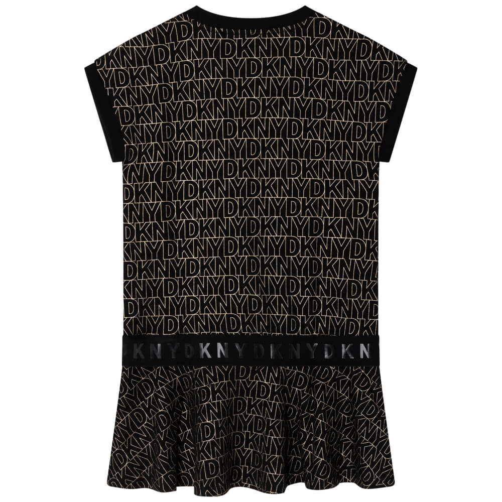 DKNY Girls, Sleeve Dress, Black Yellow