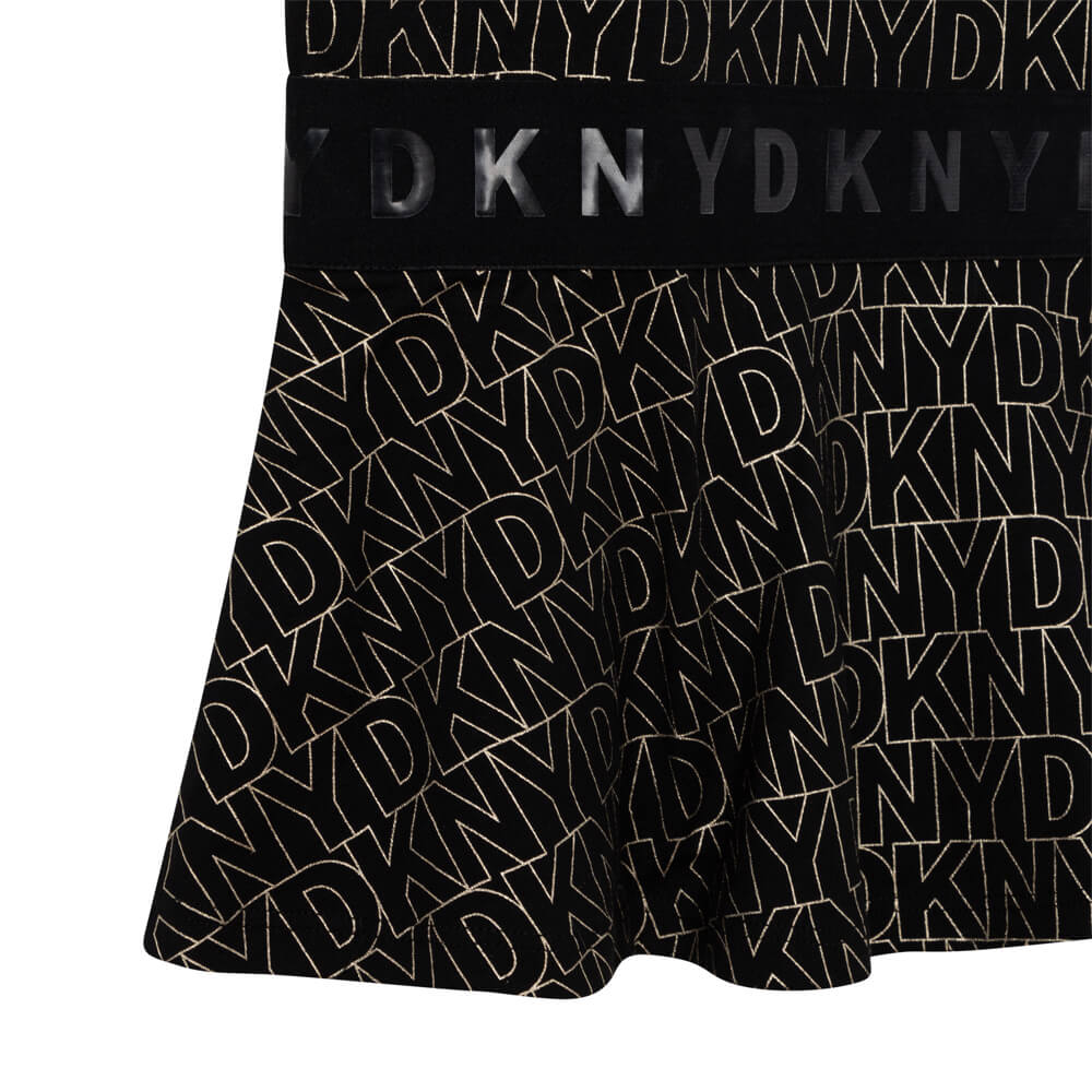 DKNY Girls, Sleeve Dress, Black Yellow