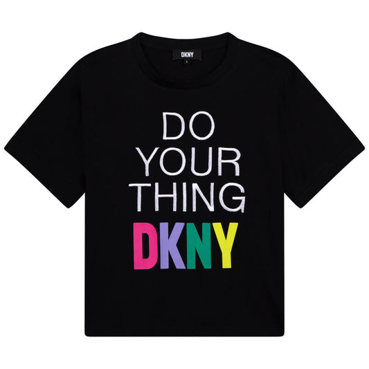 DKNY Kidswear, Girls Short Sleeves T-Shirt, Black