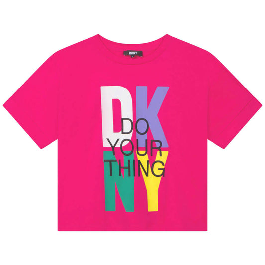 DKNY Kidswear, Girls Short Sleeves T-Shirt, Pink