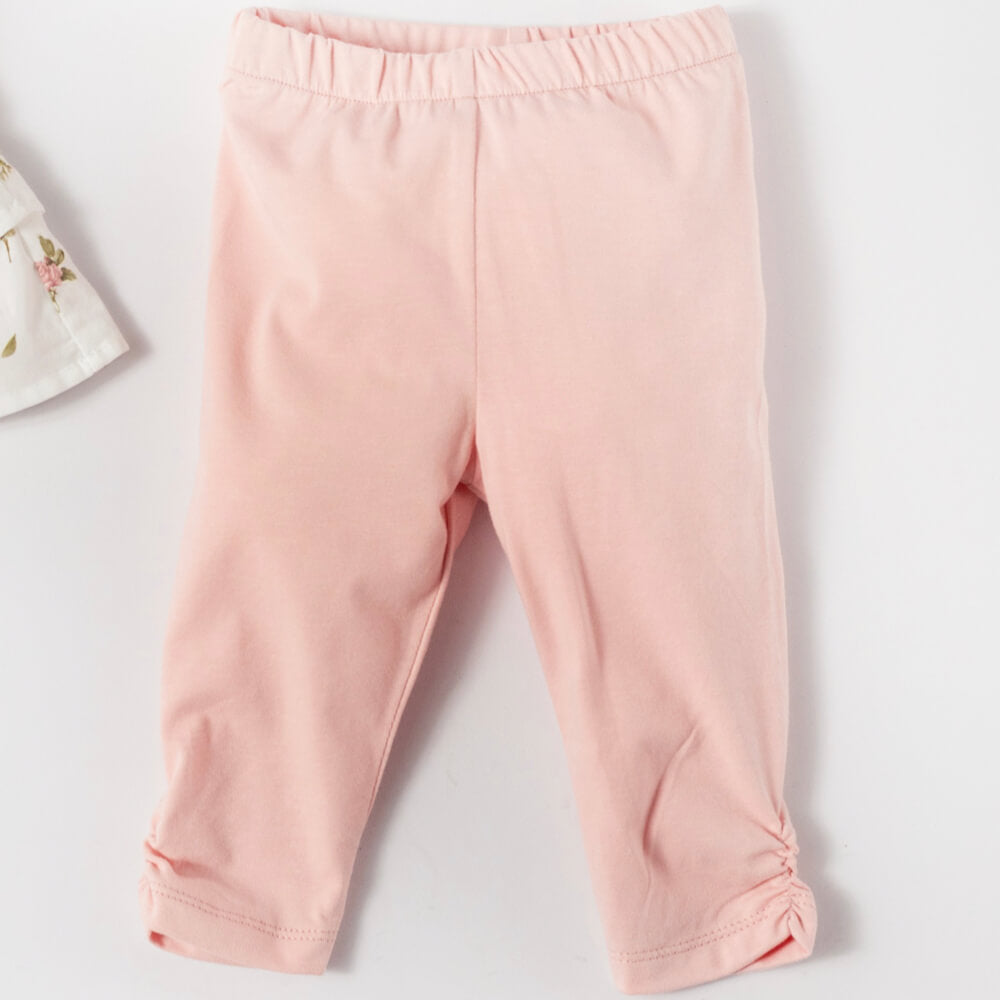 Deolinda Baby Girls Pink Leggings and Flower Patterned Top Combo Set