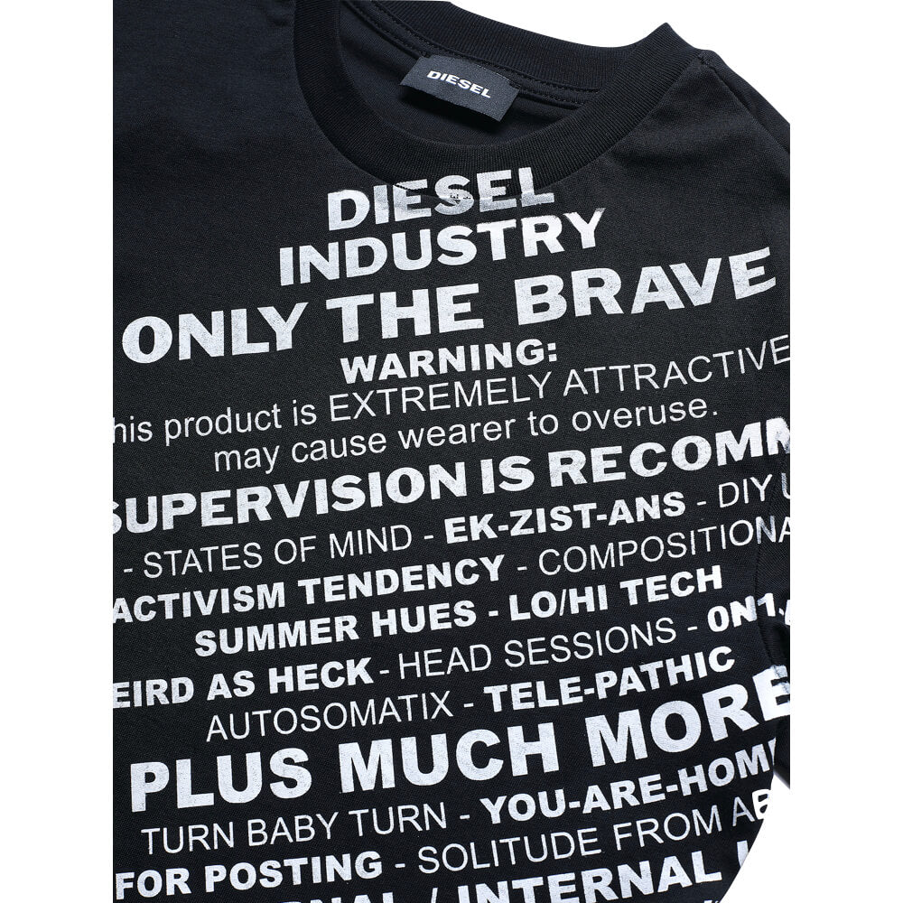 Diesel Boys Black T-Shirt With White Writing
