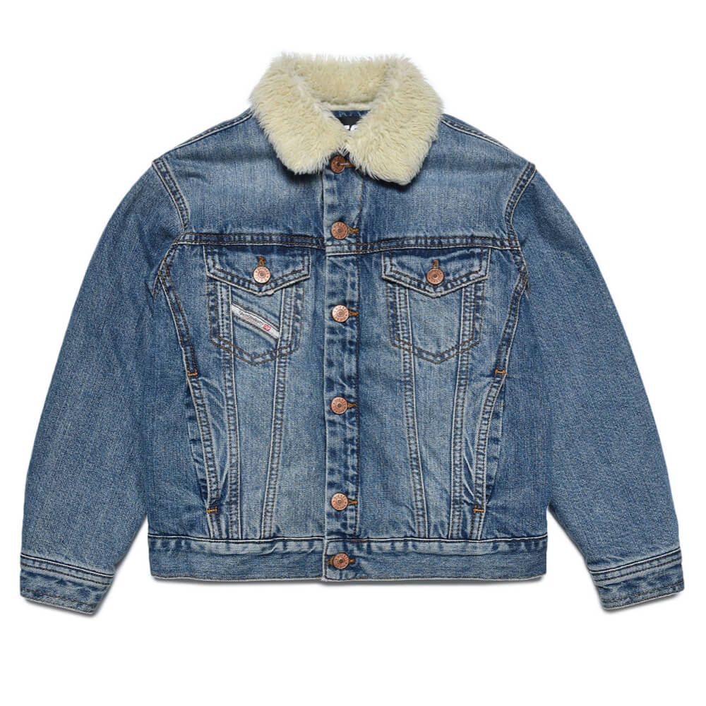Diesel Boys Blue Fur Denim Jacket