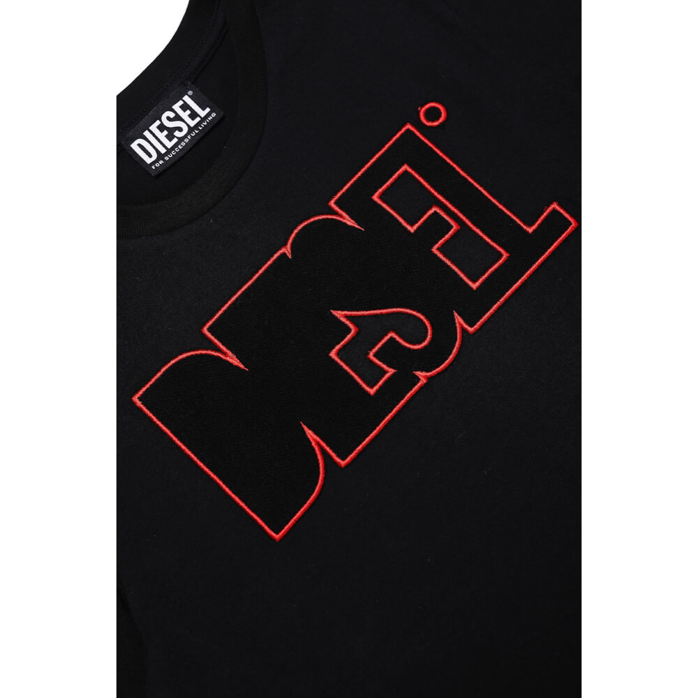 Diesel Boys Black Logo T-Shirt
