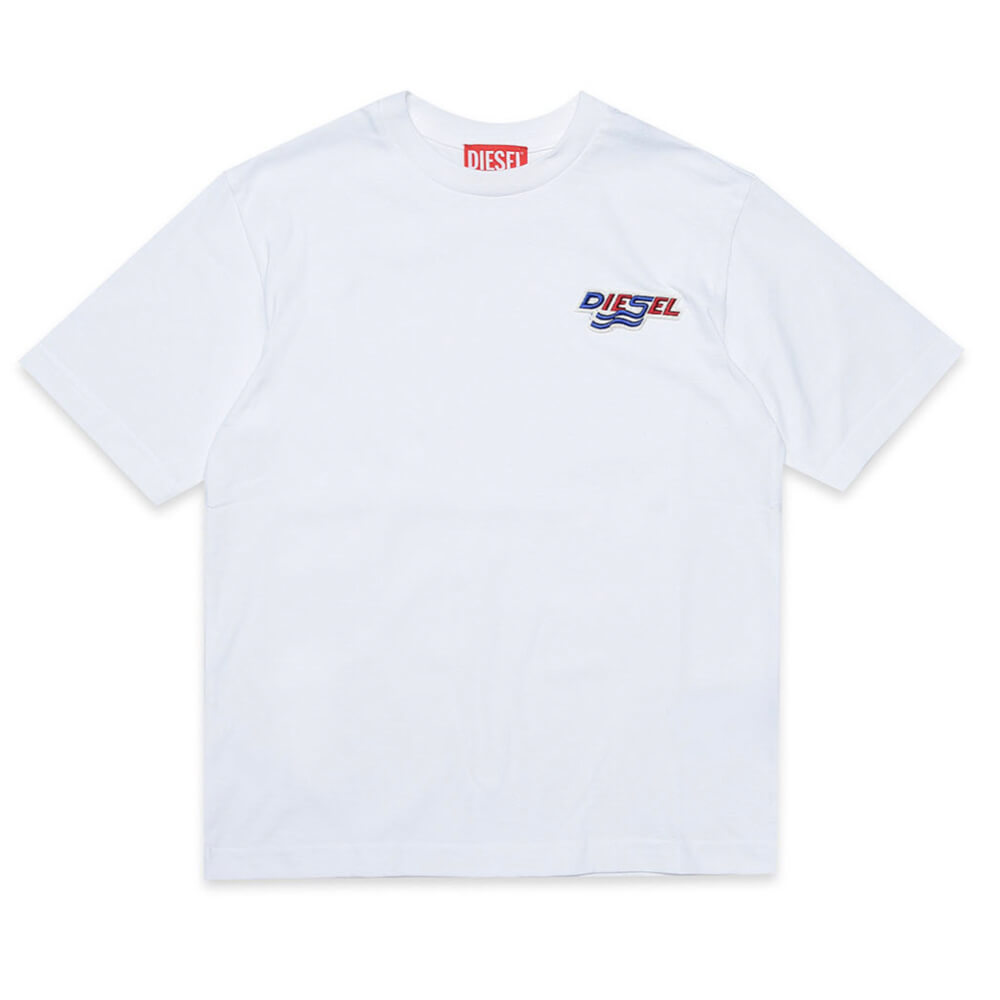 Diesel Boys White Plain T-Shirt With Logo