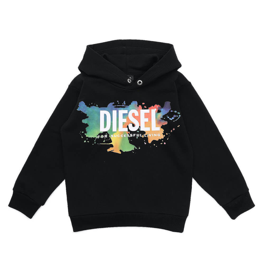 Diesel Boys Black & Multi Sdosky Over Hoodie