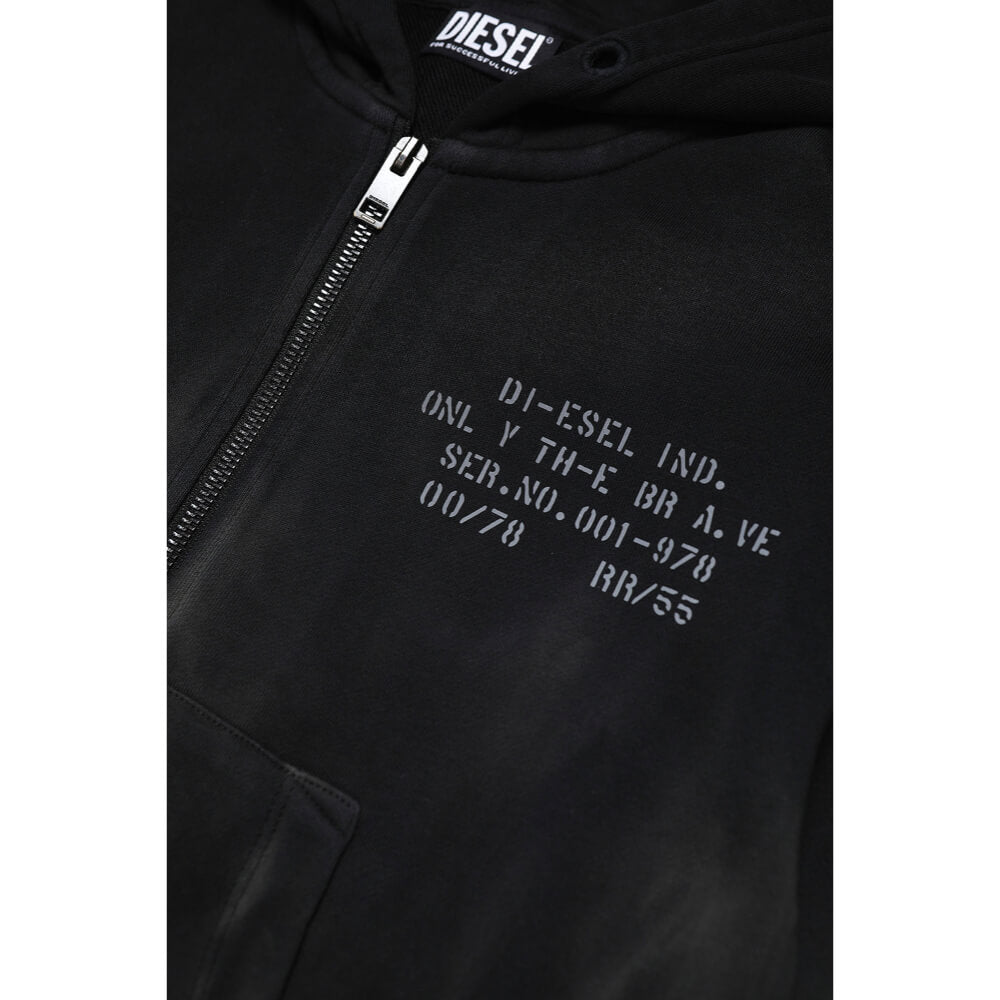 Diesel Boys Black Summer Zip Over Sweatshirt