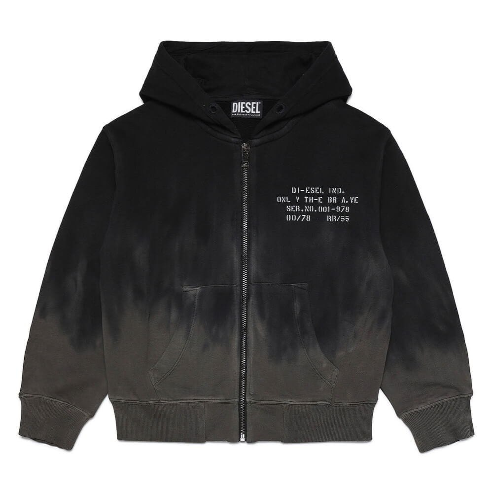 Diesel Boys Black Summer Zip Over Sweatshirt