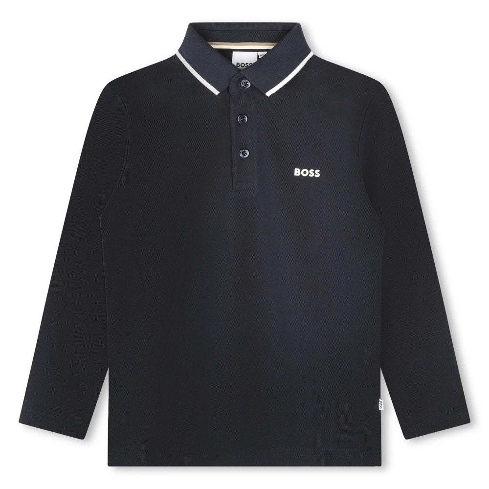 Boss Kidswear Boys Navy Long Sleeve Polo