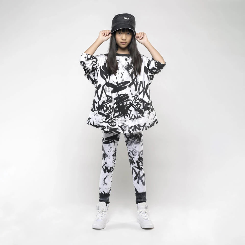 DKNY Kids, Girls Leggings, White Black