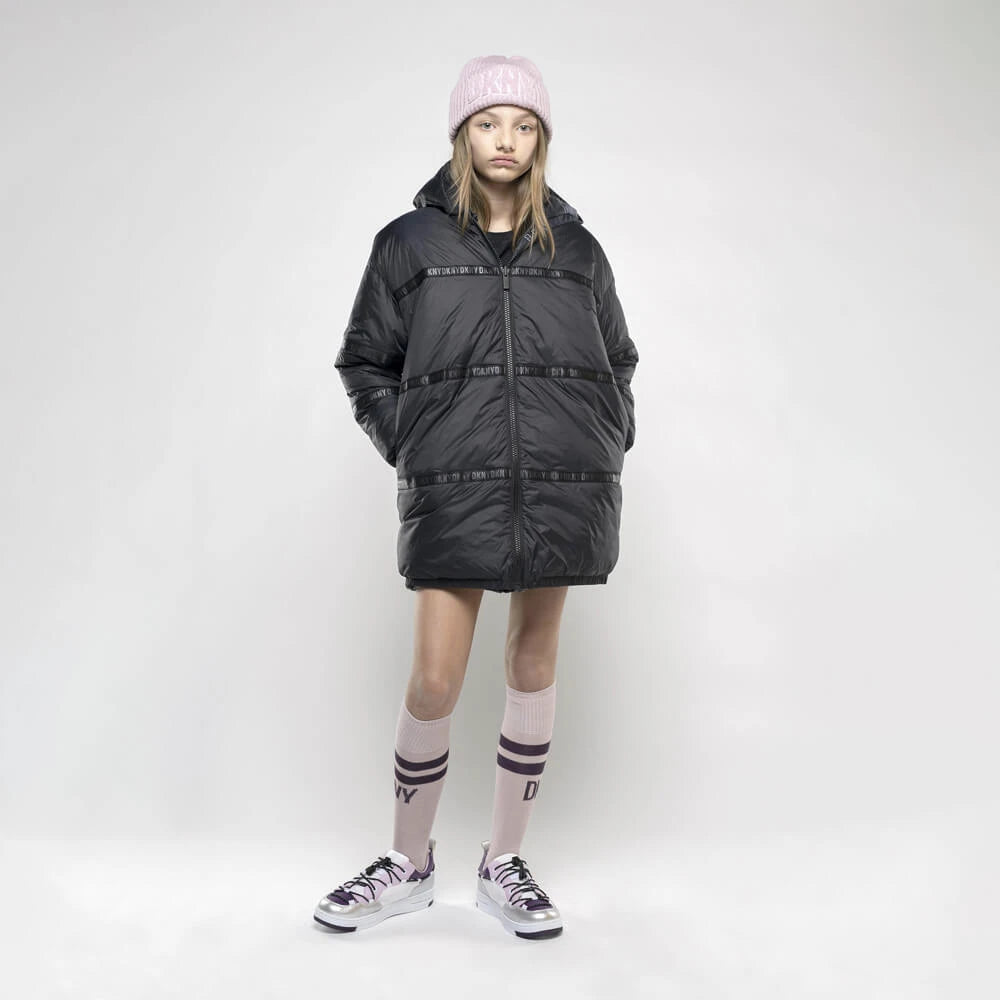DKNY Kids, Girls Reversible Puffer Jacket, Black