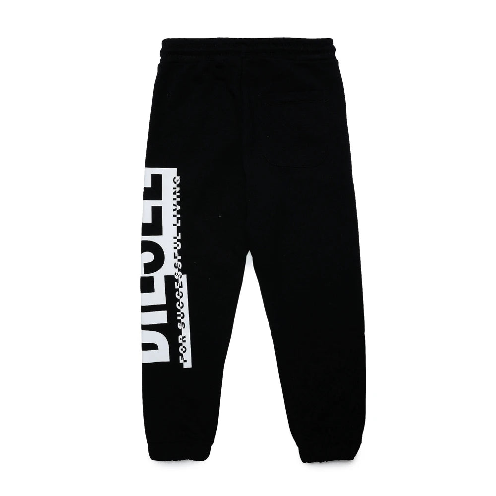 Diesel Boys Black Joggers With Large Side Logo