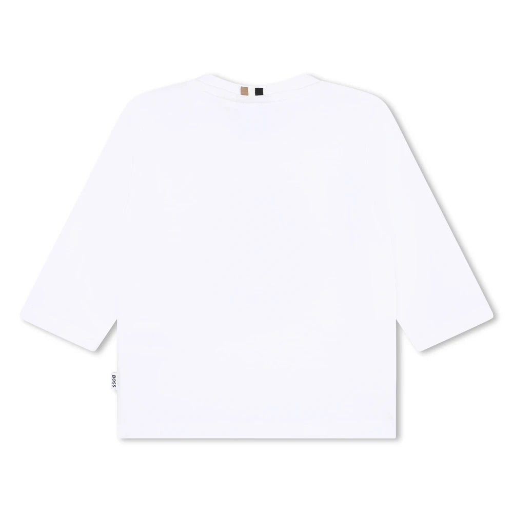 Boss Kidswear Baby Boys White Long Sleeve Boss Logo T-Shirt