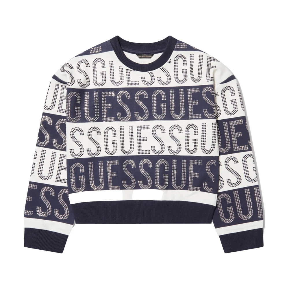 Guess Girls Navy & White Multi Logo Sweatshirt