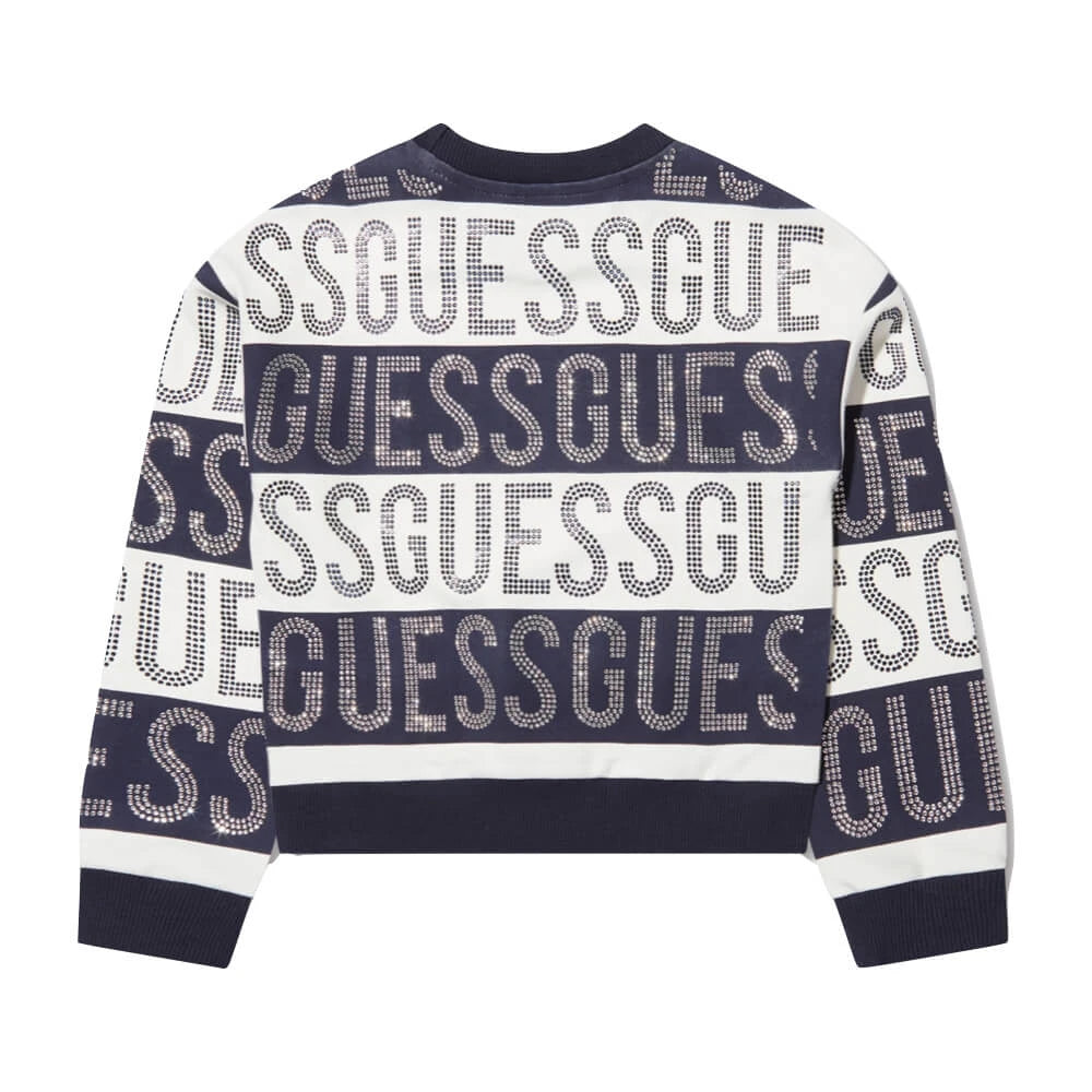 Guess Girls Navy & White Multi Logo Sweatshirt
