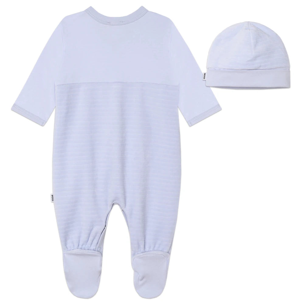 Boss Kidswear Baby Boys Blue Babysuit & Pull On Hat Set