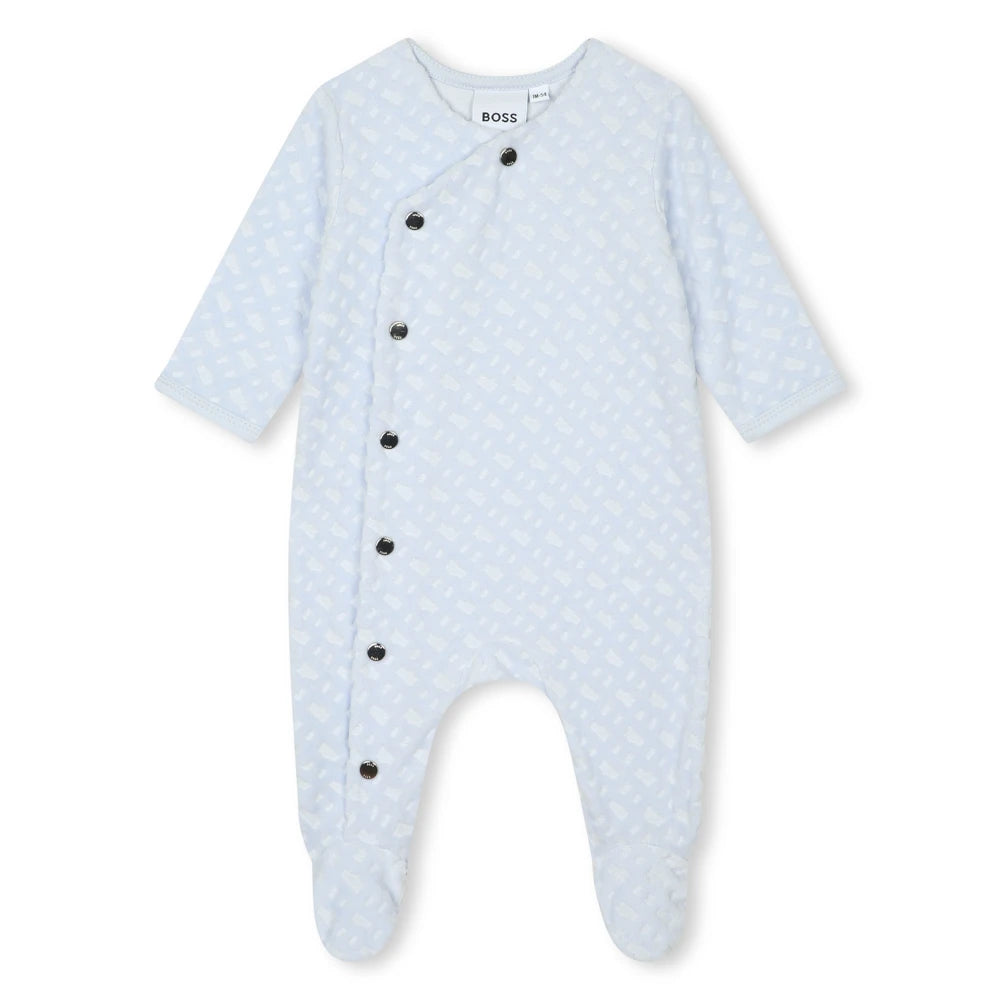 Boss Kidswear Baby Boys Pale Blue Babysuit & Pull On Hat Set