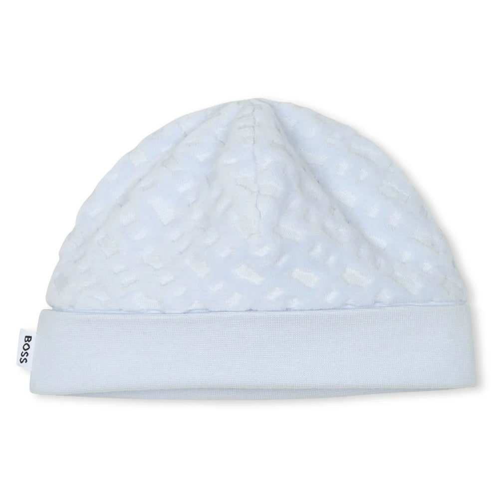 Boss Kidswear Baby Boys Pale Blue Babysuit & Pull On Hat Set