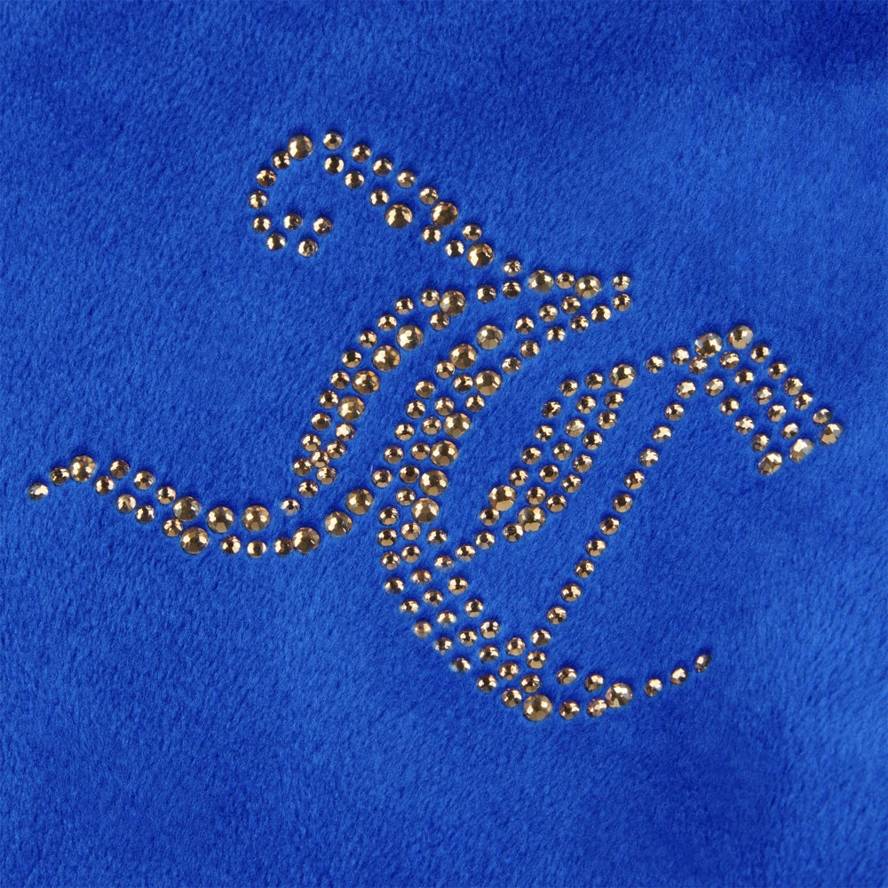 Juicy Couture Girls Blue Diamante Velour Zip Thru Hoodie