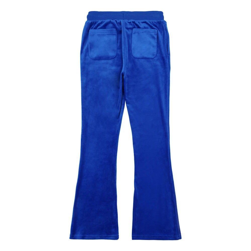Juicy Couture Girls Blue Diamante Velour Bootcut Joggers