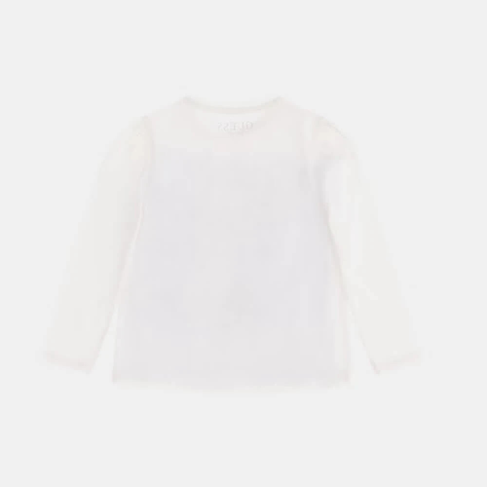 Guess Girls White Long Sleeve Top With Logo