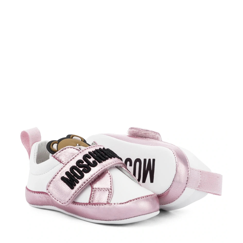 Moschino Baby Girls Multi Teddy Patch & Logo Strap Trainers