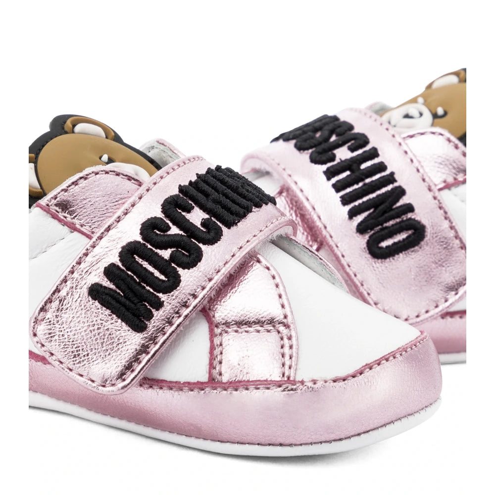 Moschino Baby Girls Multi Teddy Patch & Logo Strap Trainers