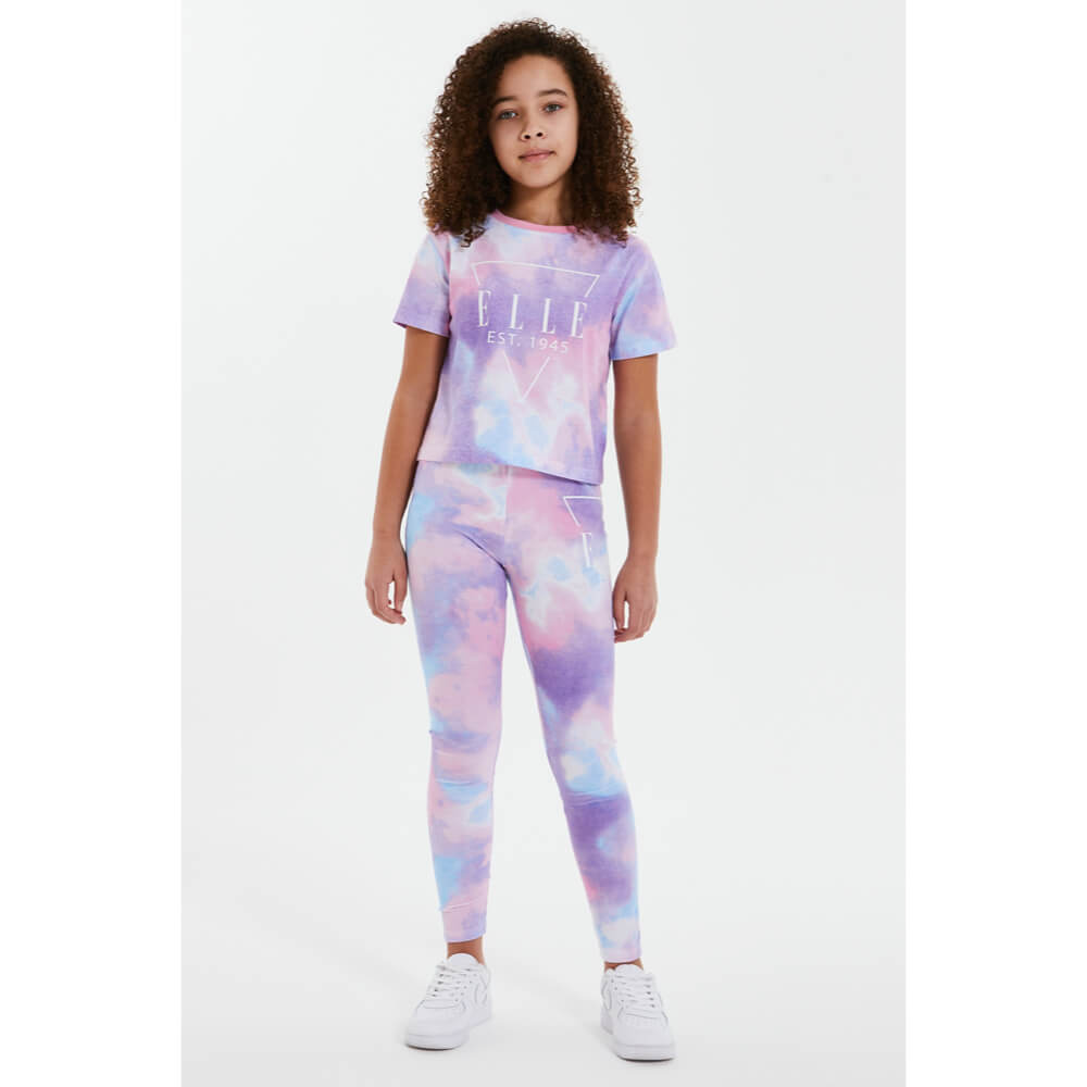 Elle Girls Crystal Blue Cloud Leggings