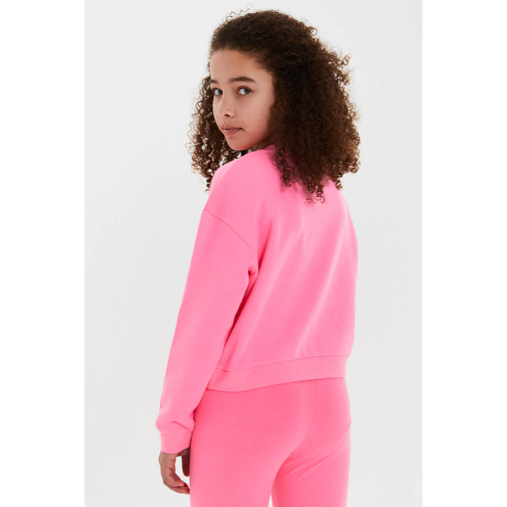 Elle Girls Summer Neon Pink Oversize Crewneck Sweater