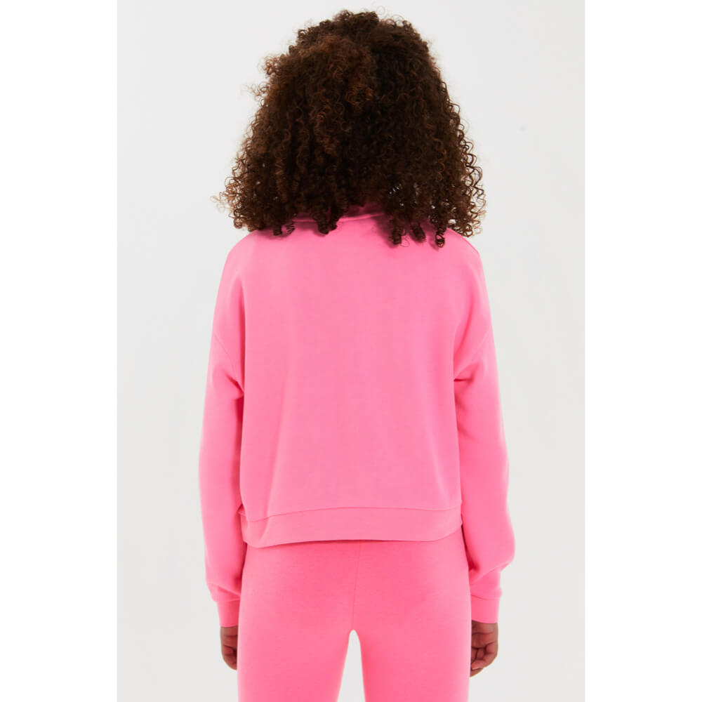 Elle Girls Summer Neon Pink Oversize Crewneck Sweater