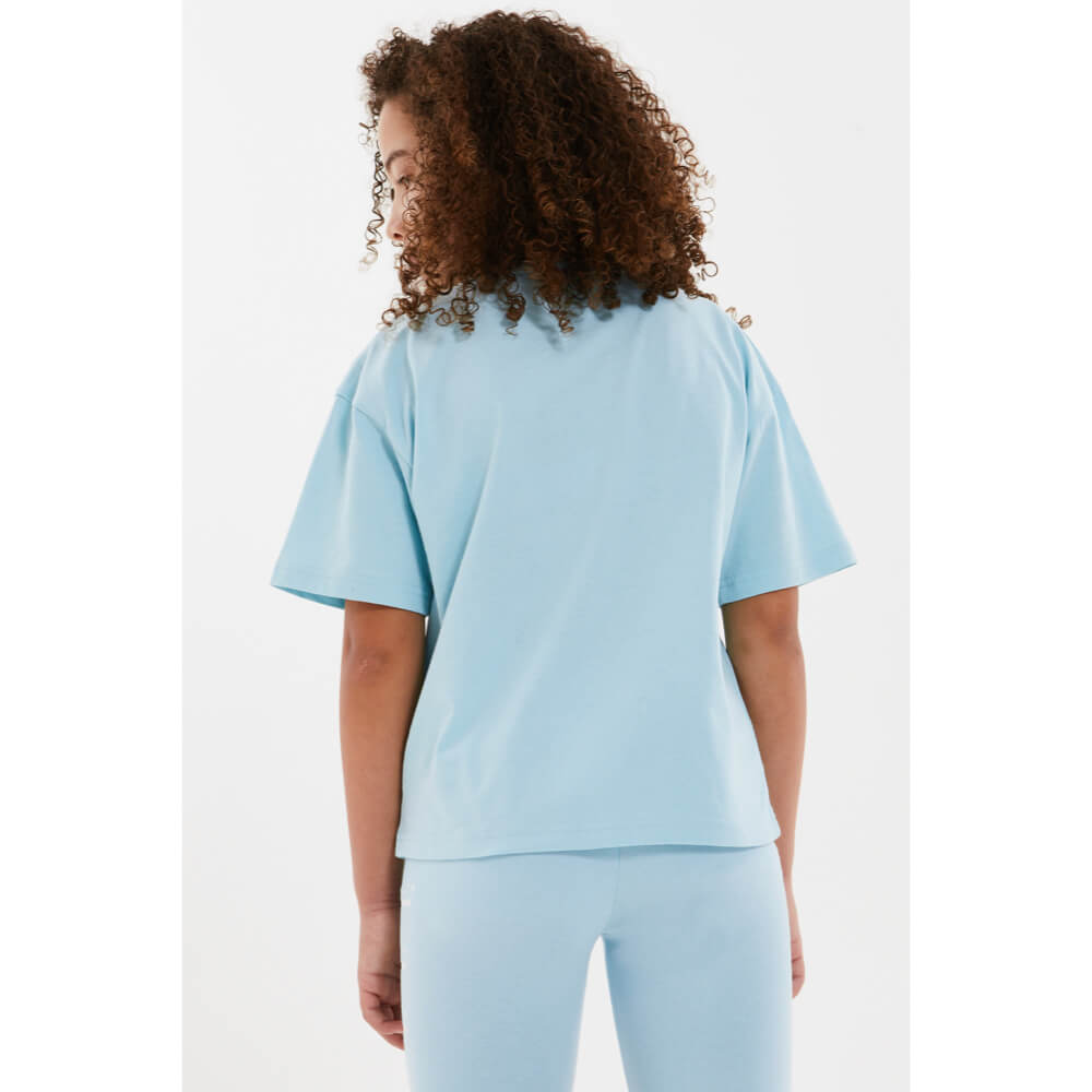 Elle Girls Crystal Blue Oversized T-Shirt With Triangle ELLE Logo