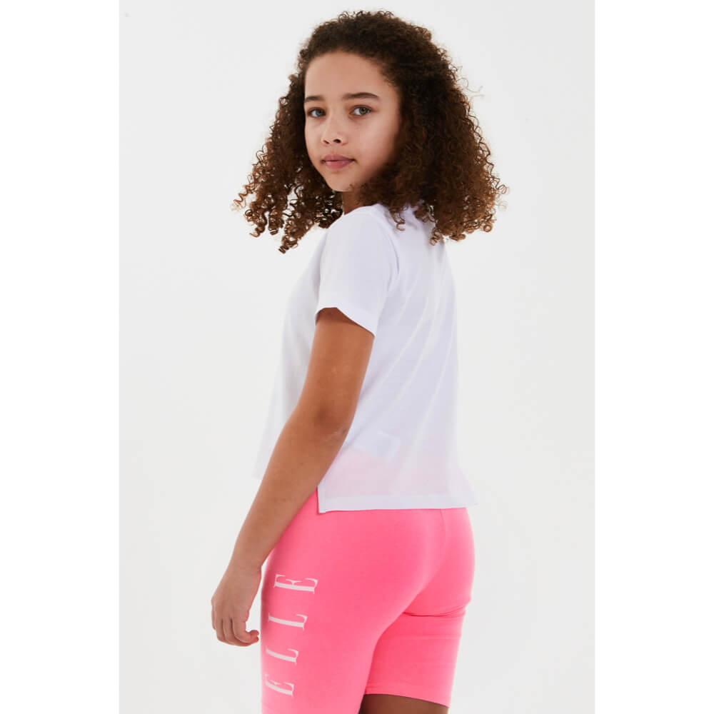 Elle Girls Bright White Stepped Hem T-Shirt