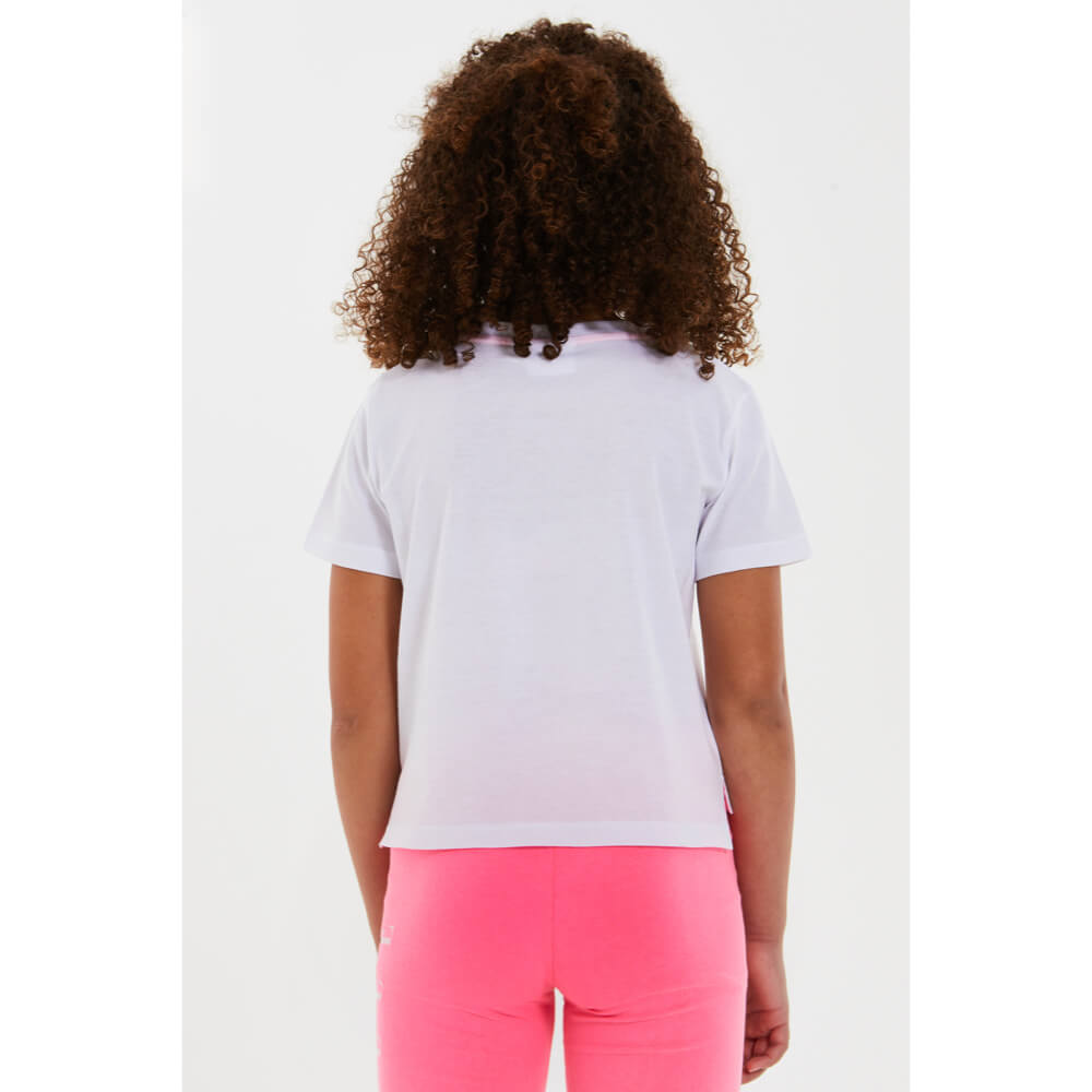 Elle Girls Bright White Stepped Hem T-Shirt