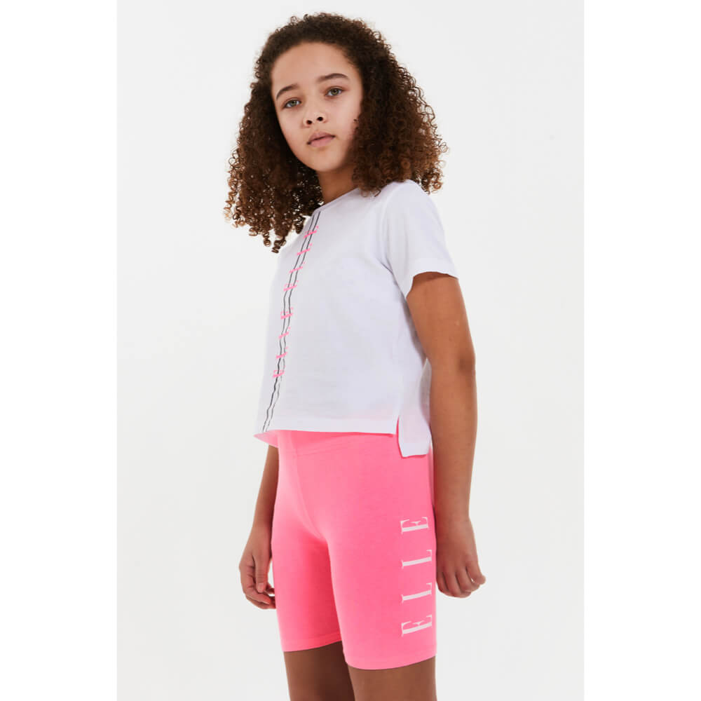 Elle Girls Bright White Stepped Hem T-Shirt