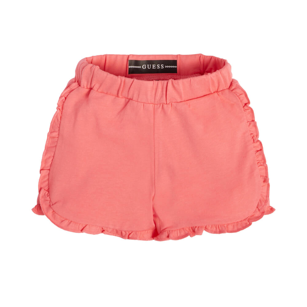 Guess Baby Girls Red & Multi-colour T-Shirt and Jersey Shorts With Patterned Flowers Combo Set