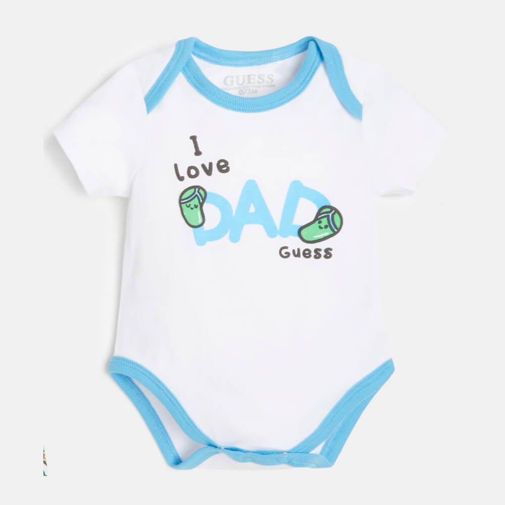 Guess Baby Girls Black, White & Blue 2 Piece Babysuit And Shorts Combo Set