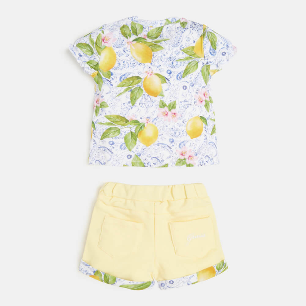 Guess Baby Girls Lemon Print T-Shirt And Shorts Combo Set