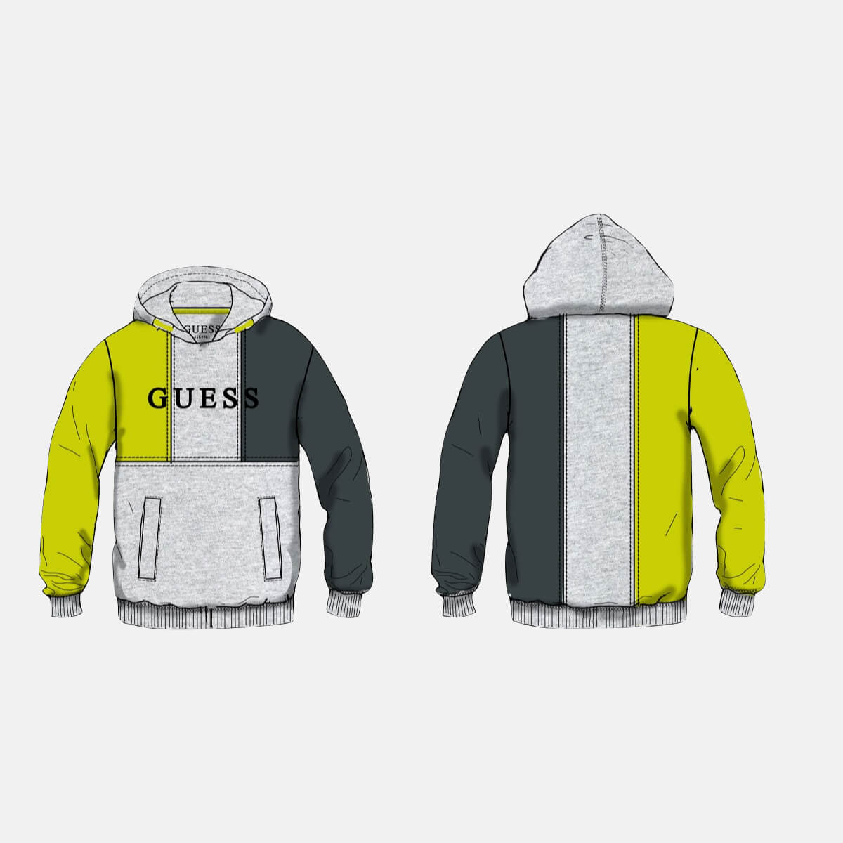 Guess Boys Grey, Green & Black Hoodie