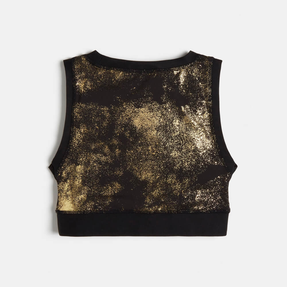 Guess Girls Black & Gold Microfiber Active Tank Top