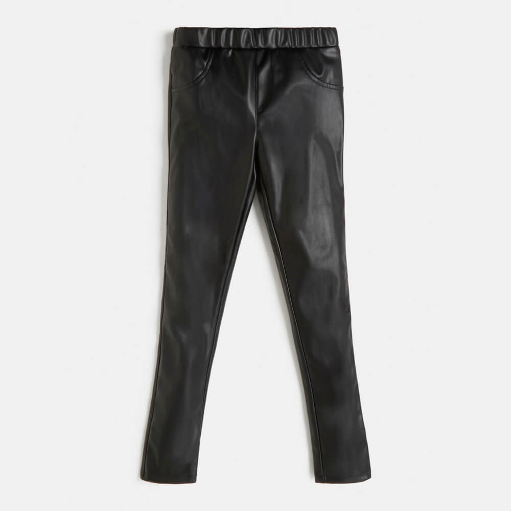 Guess Girls Black Pu Leather Leggings