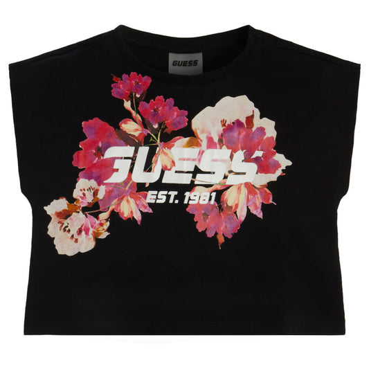 Guess Girls Black Crop Top T-Shirt