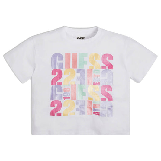 Guess Girls White Crop Top T-Shirt
