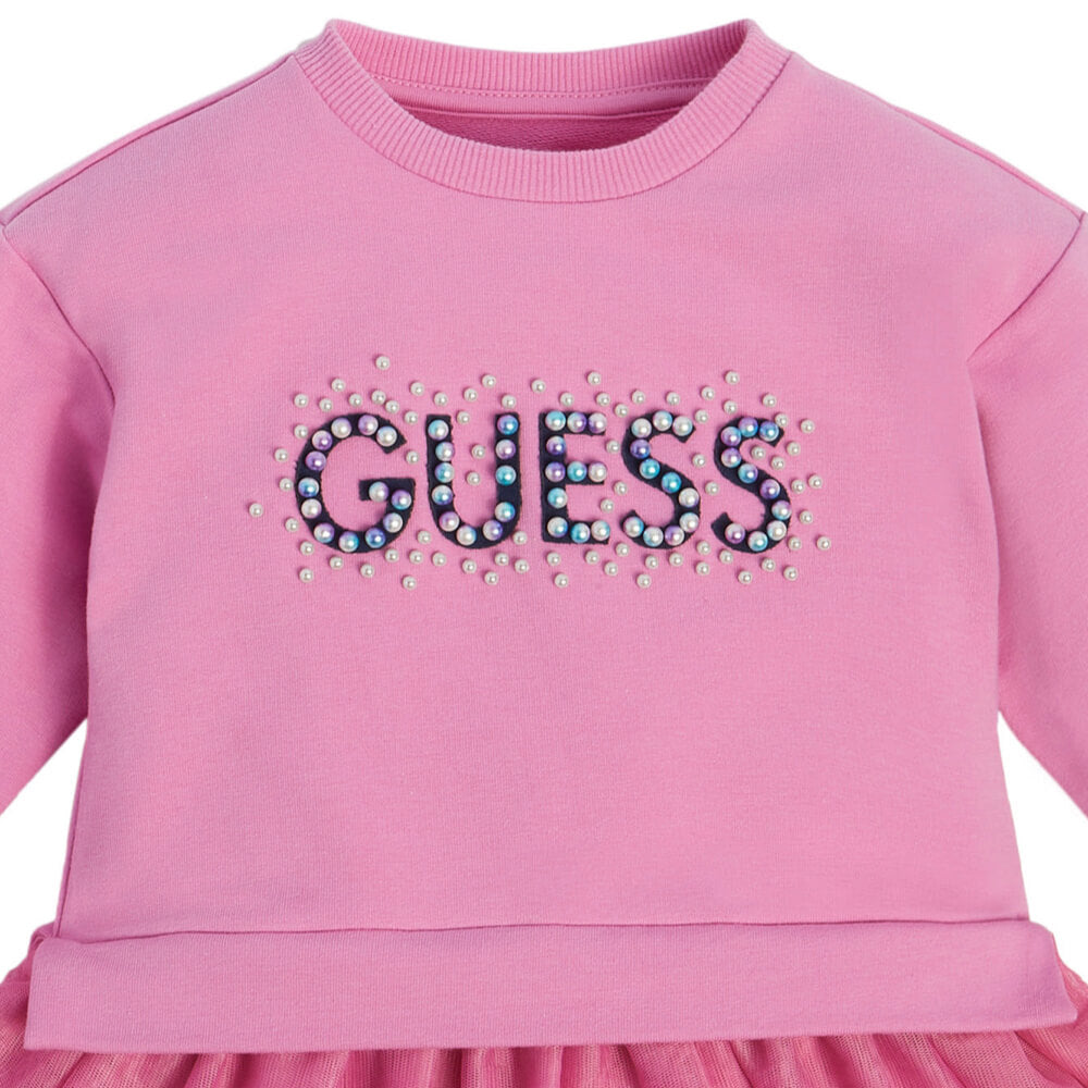 Guess Girls Pink Mixed Fabric Dress